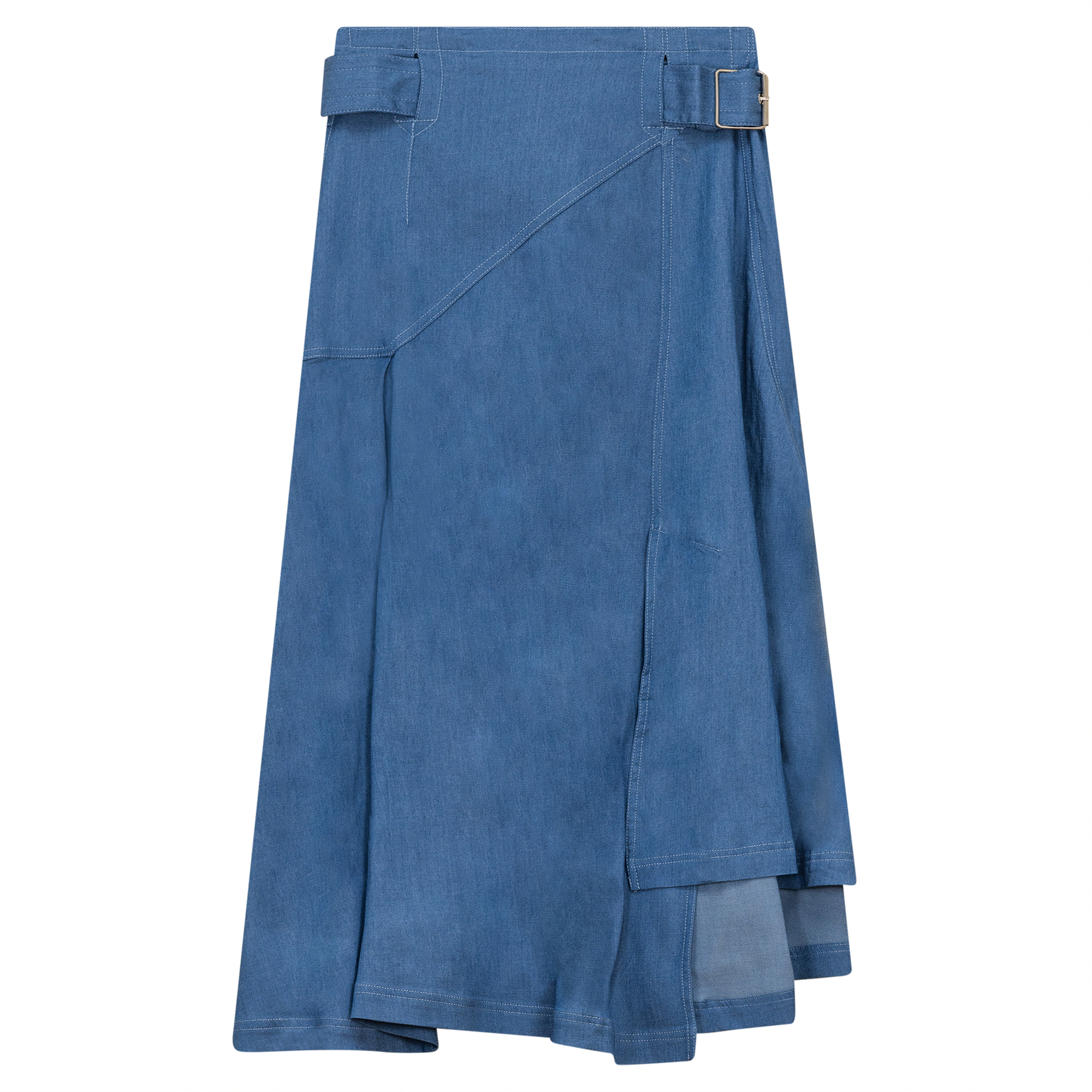 Skirt with Belt Buckle in Denim Wash by Ginger