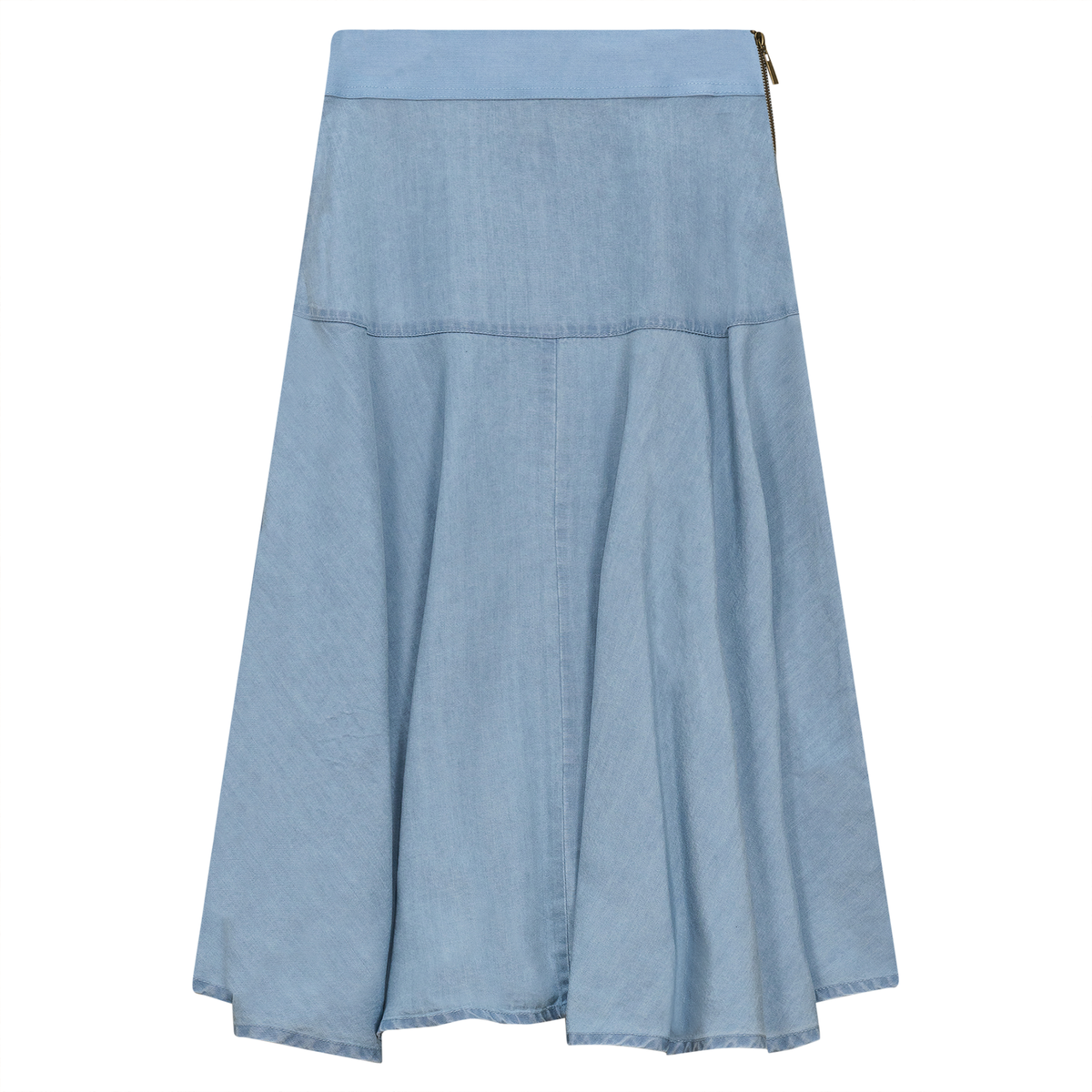 Woven Denim Flare Skirt in Light Denim by Ginger