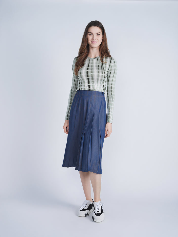 Woven Denim Flare Skirt Ladies Skirt by {{ product_vemdor}}