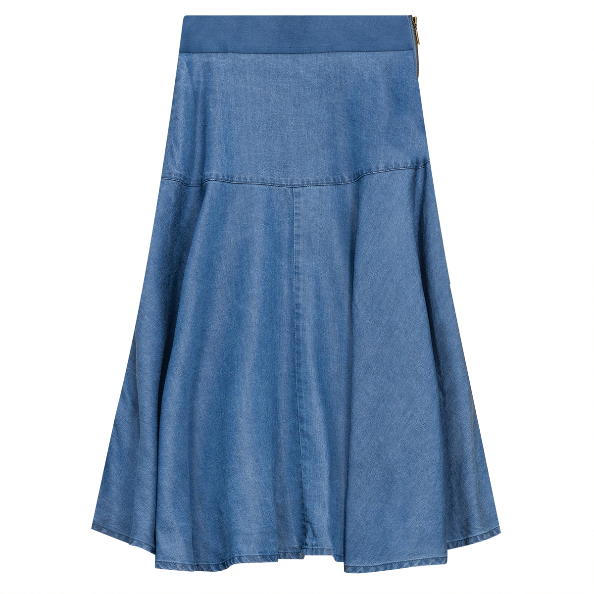 Woven Denim Flare Skirt in Medium Denim by Ginger