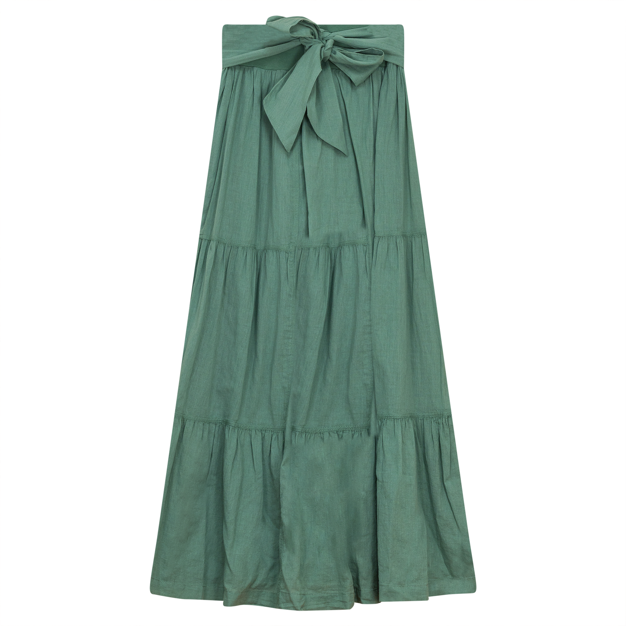 Woven Tiered Skirt with Belt in Mint by FYI