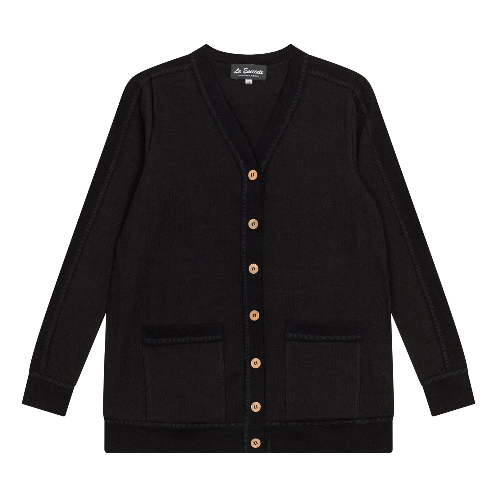 Maternity Ribbed Contrast Cardigan in by La Enceinte