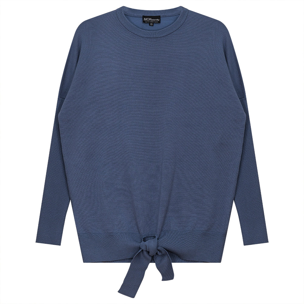 Maternity Knit Knot Sweater in Dusty Blue by MCM