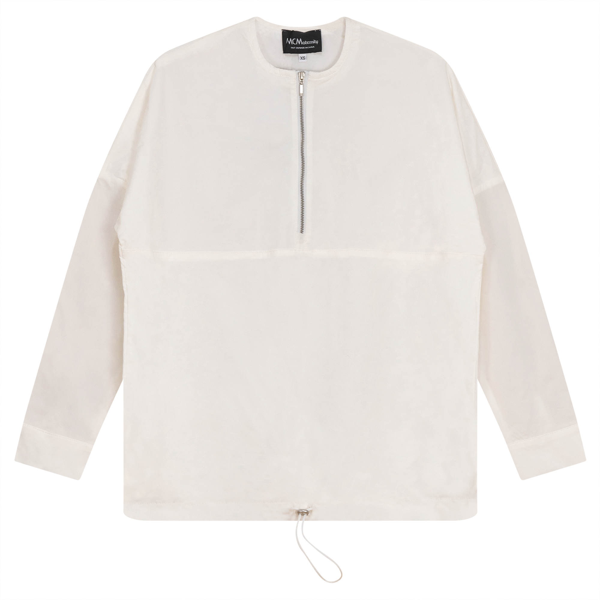 Maternity Cotton Henley Bungee Top in White by MCM