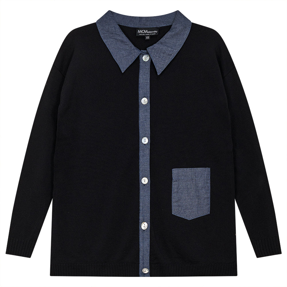 Maternity Rib Knit Color Blocked Jacket in by MCM