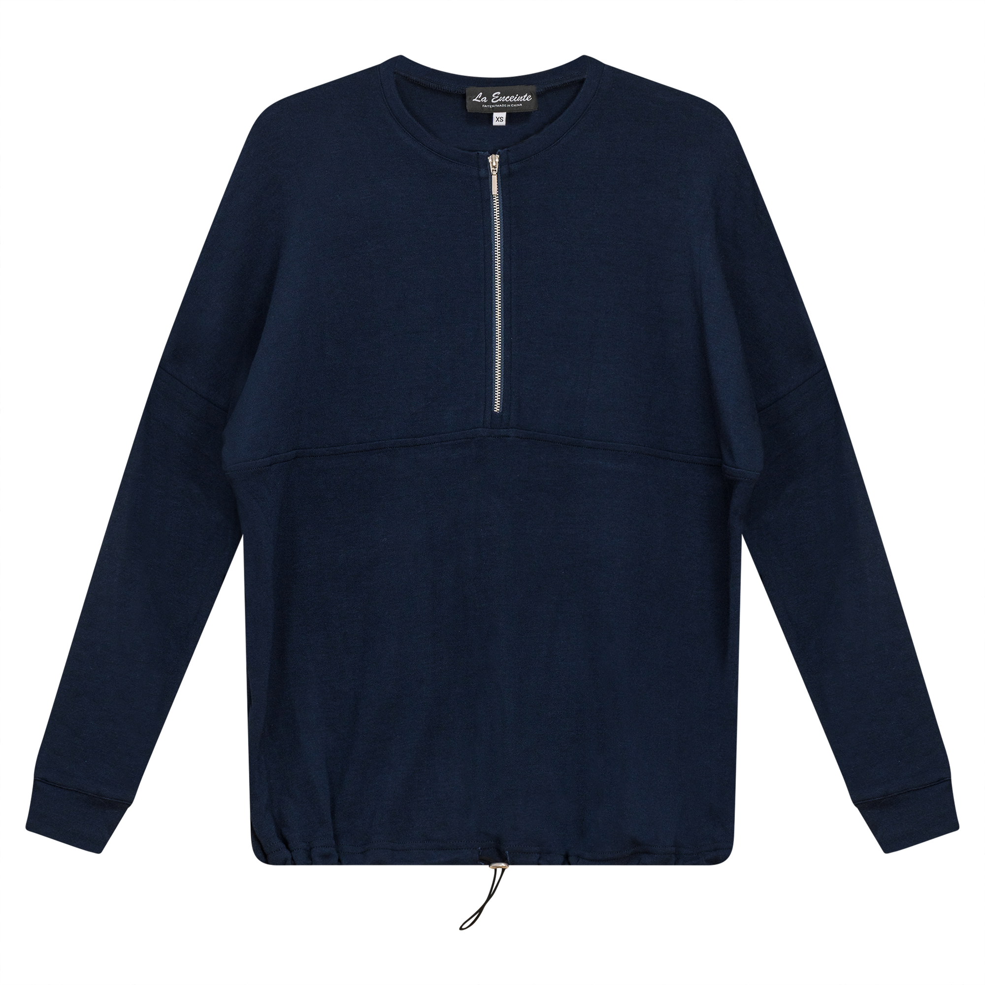 Maternity Henley Bungee Sweatshirt in Dark Denim by La Enceinte