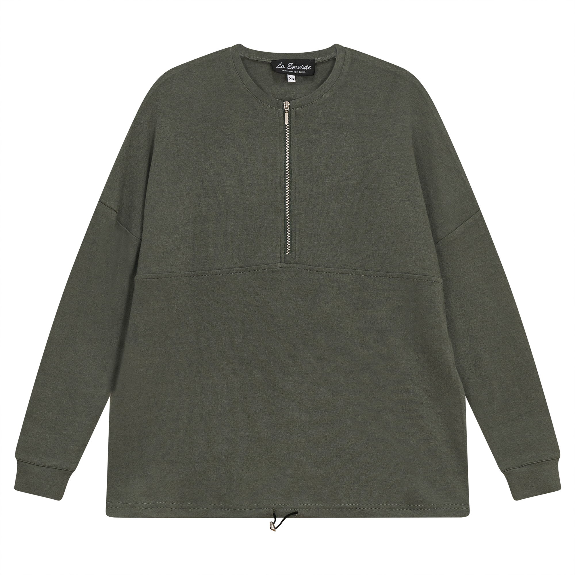 Maternity Henley Bungee Sweatshirt in Light Olive by La Enceinte