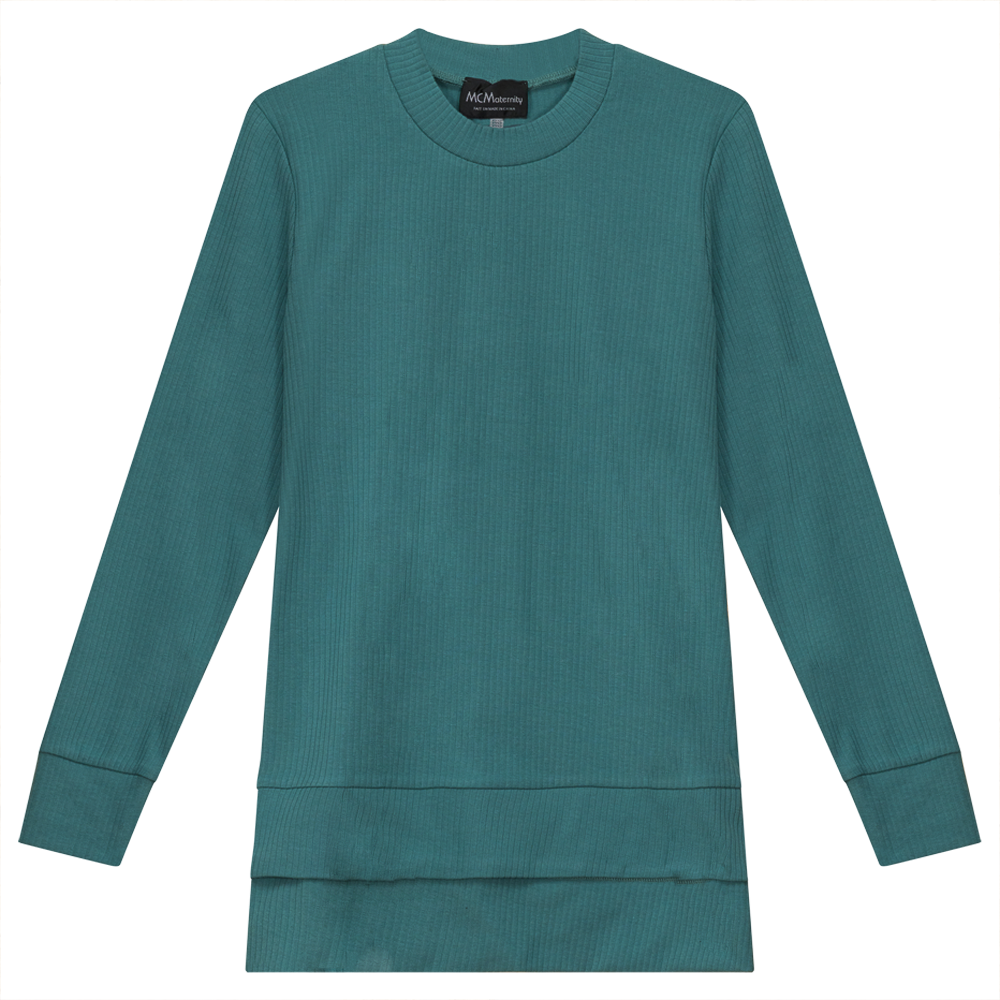 Ribbed Maternity Zip Top in Dark Sage by MCM