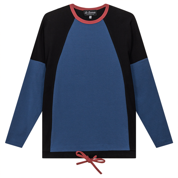 Maternity Color Blocked Top Black Chambray Ladies Pullover by {{ product_vemdor}}