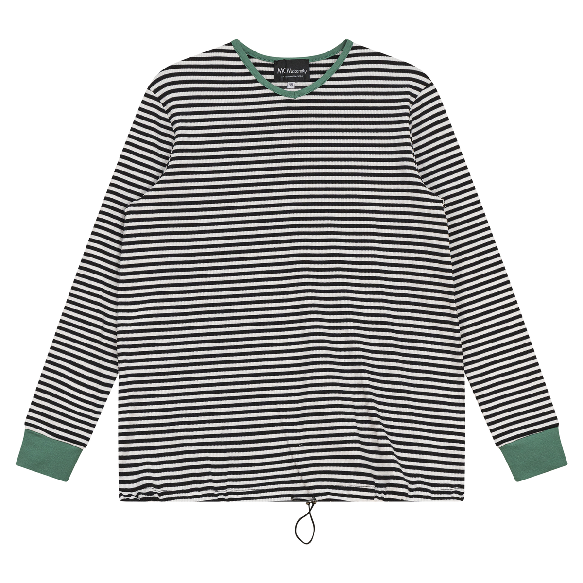 Maternity Striped V Neck Top in Black Mint by MCM