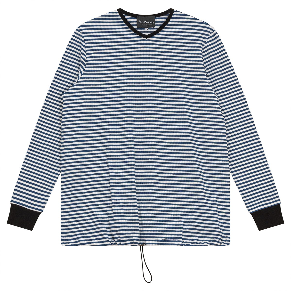 Maternity Striped V Neck Top in Chambray by MCM