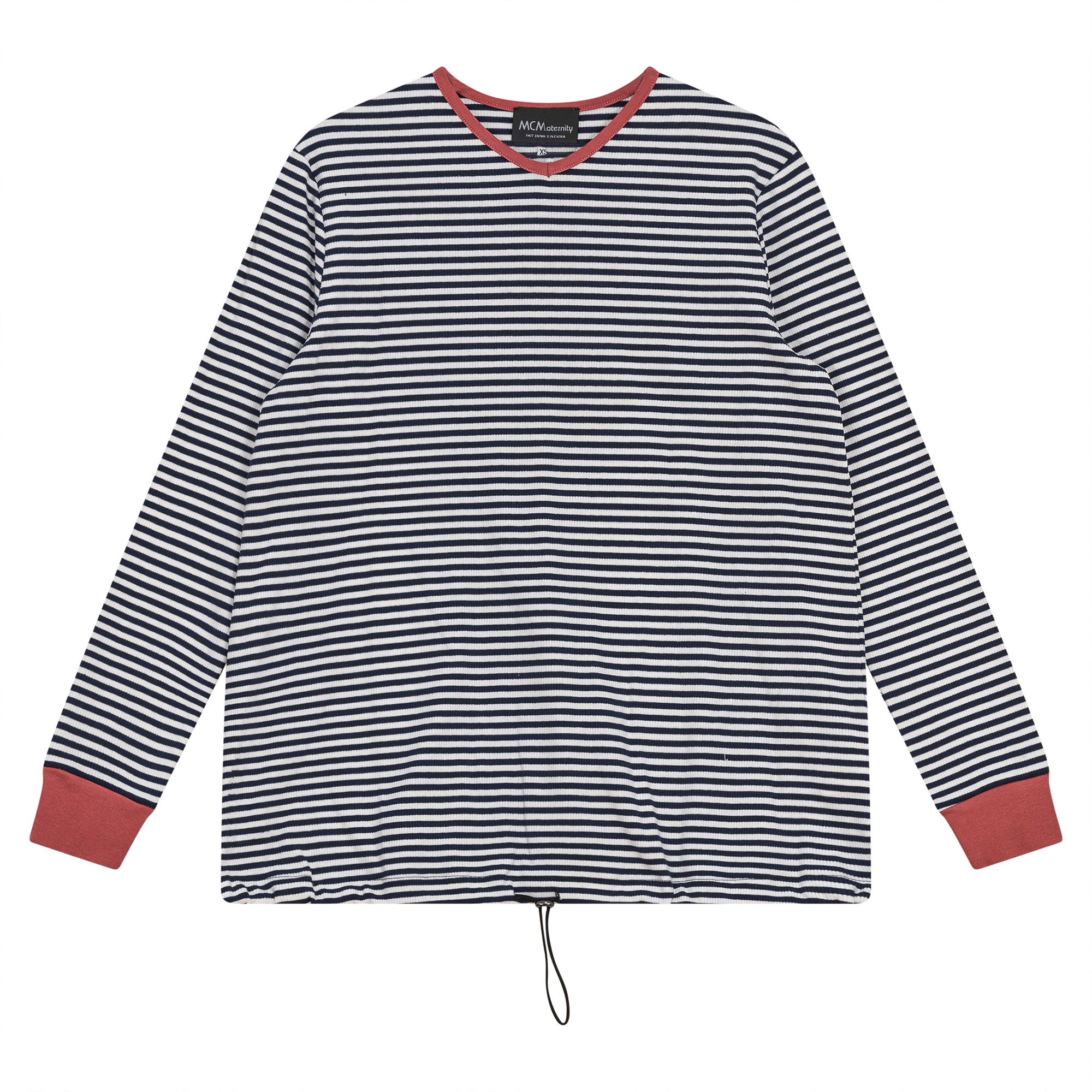 Maternity Striped V Neck Top in Dark Denim by MCM