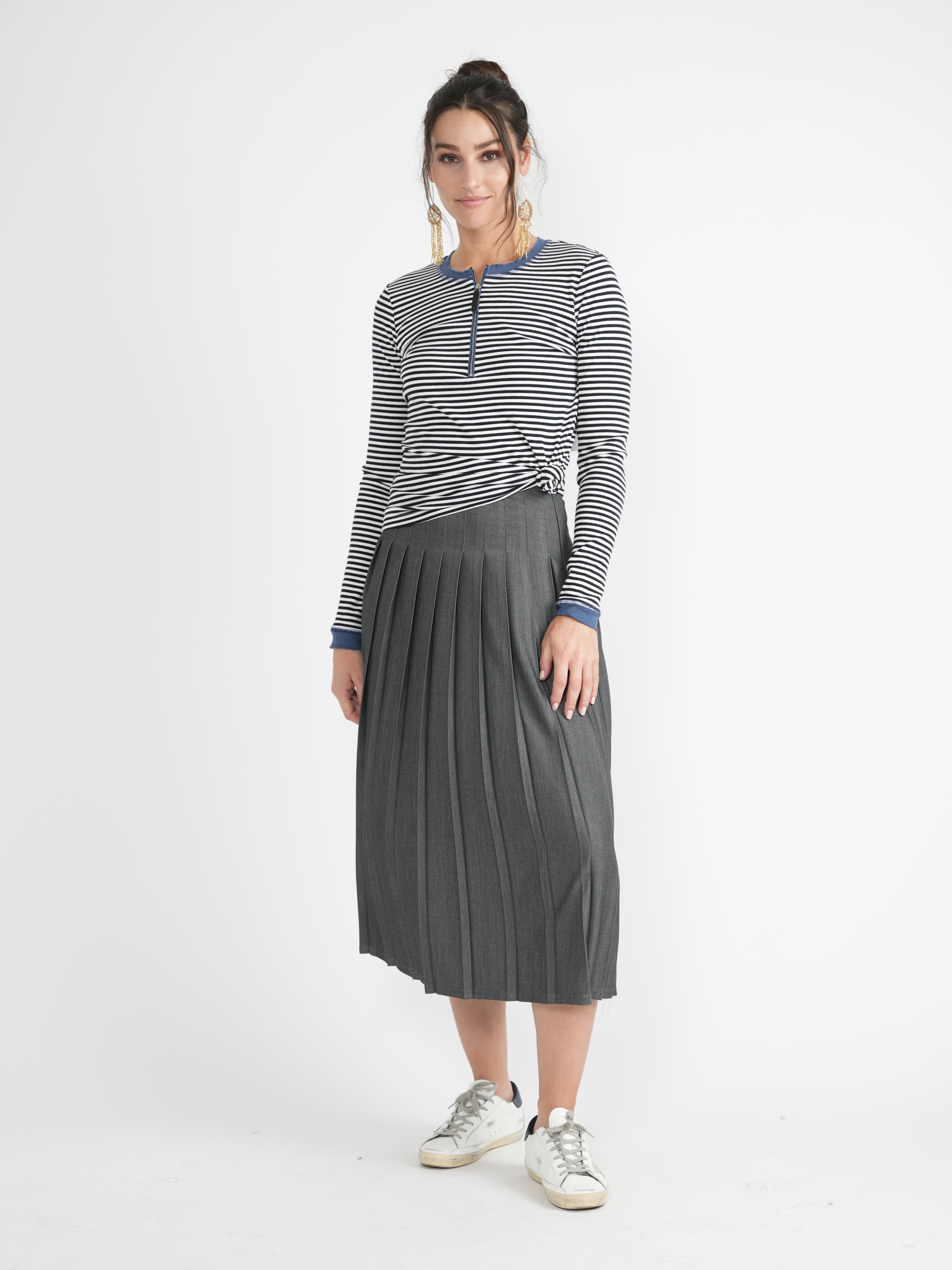 Maternity Striped V Neck Top in by MCM