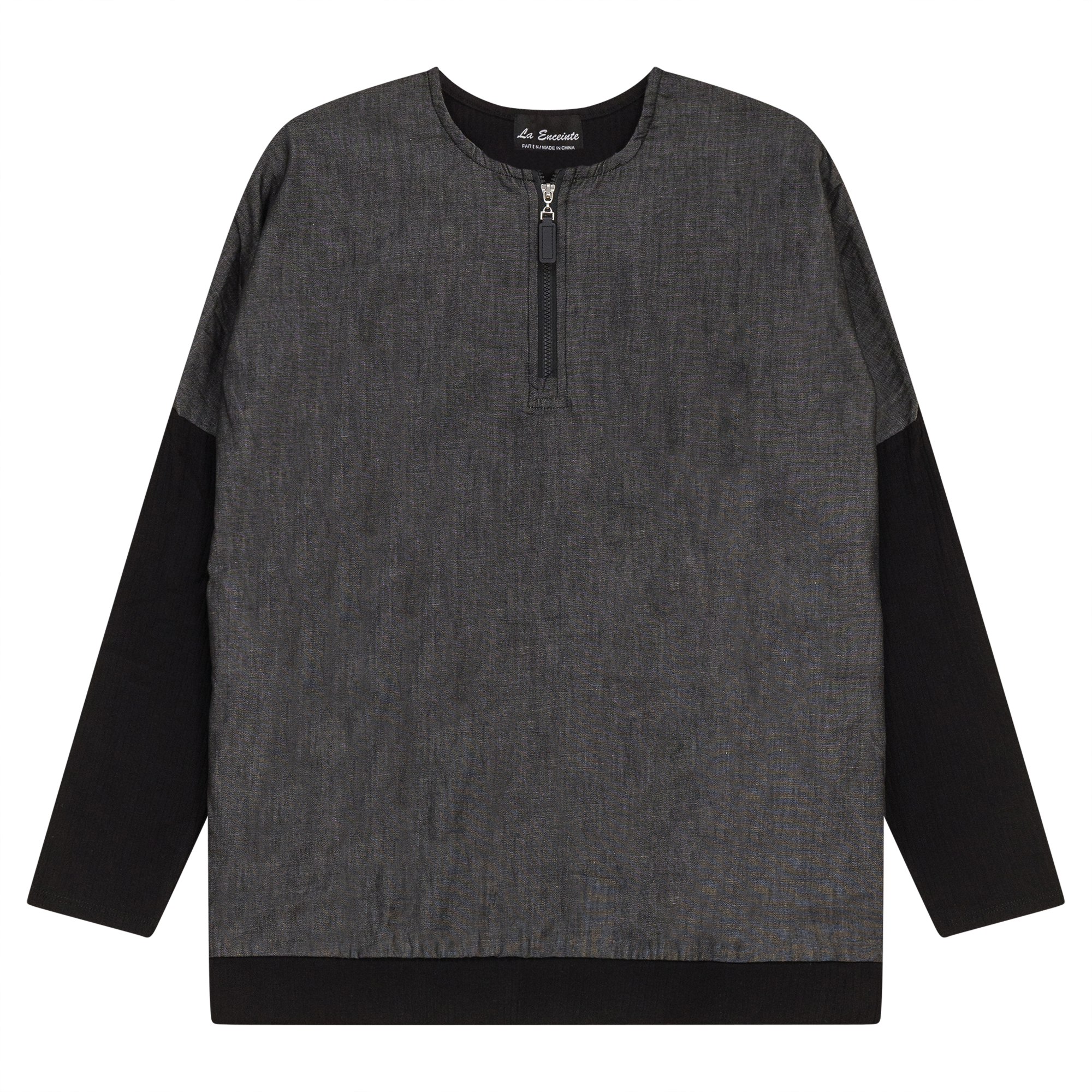 Maternity Denim Combo Top in Black by La Enceinte