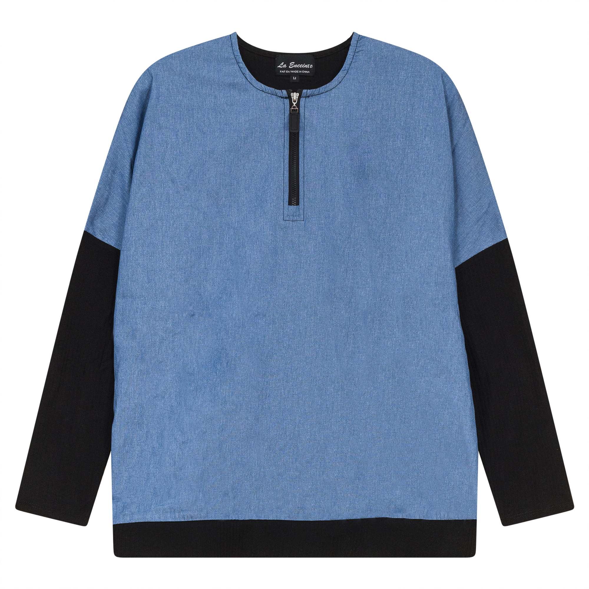 Maternity Denim Combo Top in Chambery Black by La Enceinte