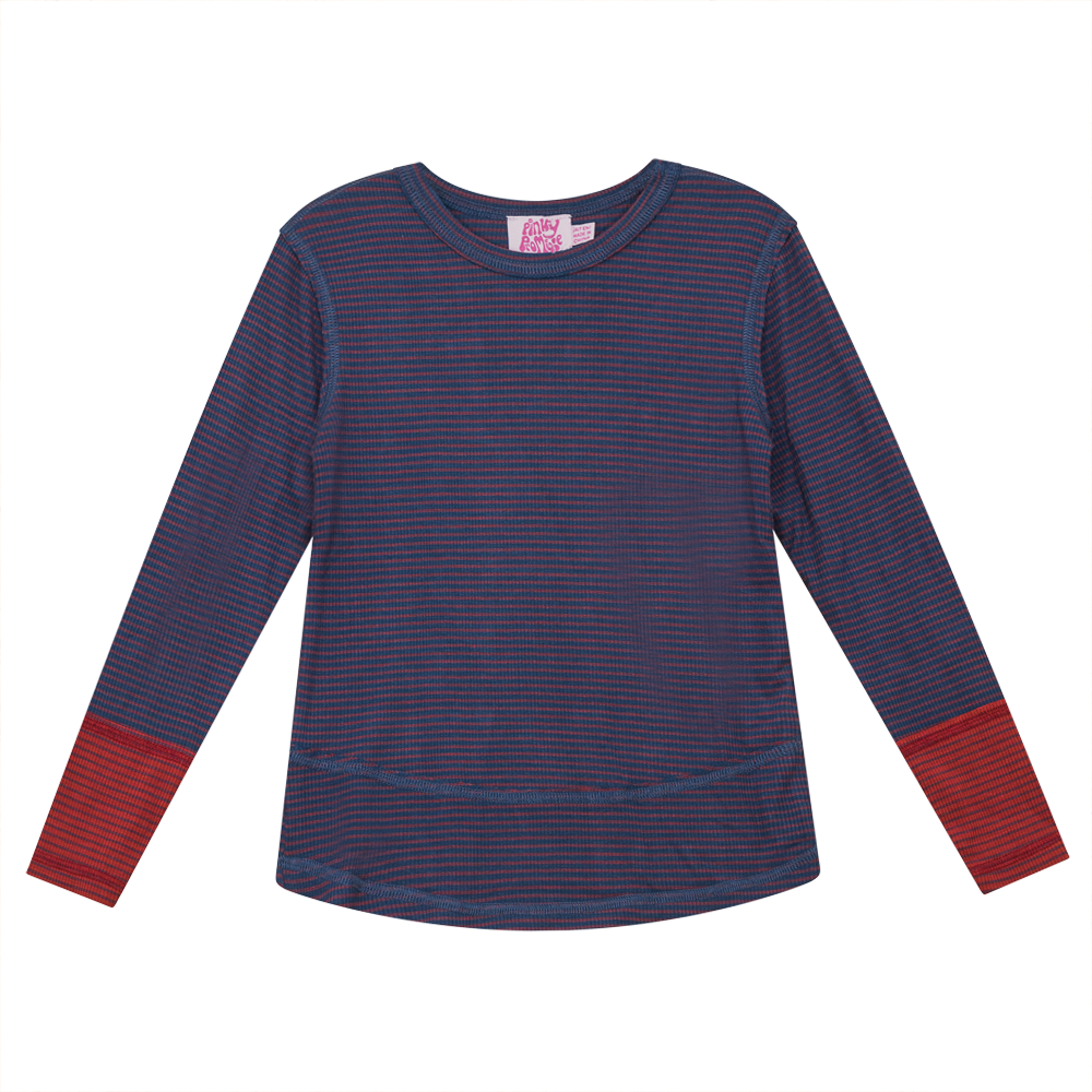 Stripe Rib Top Denim Red Girls Pullover by {{ product_vemdor}}