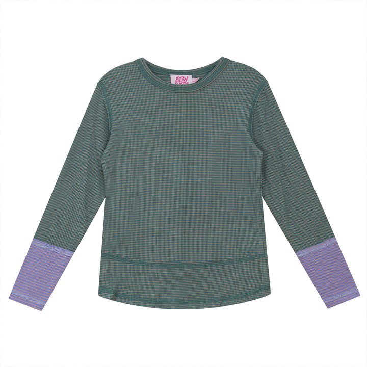 Stripe Rib Top Olive Purple Girls Pullover by {{ product_vemdor}}