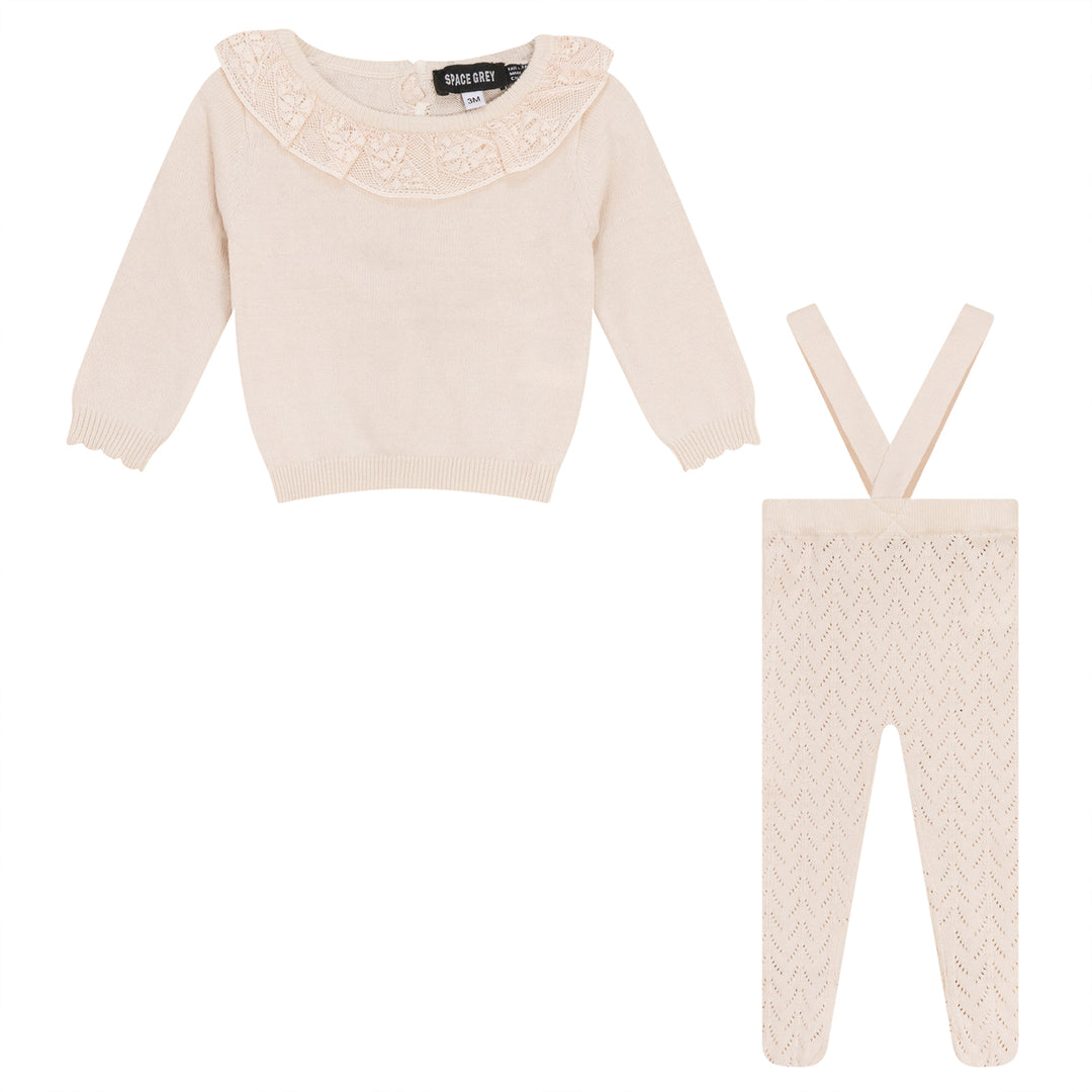 Pointelle Knit 2Pc Set Cream Baby Set by {{ product_vemdor}}