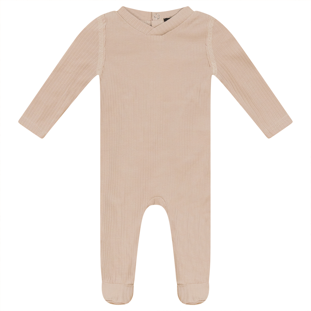 Ribbed Onesie in Beige by Peek a boo