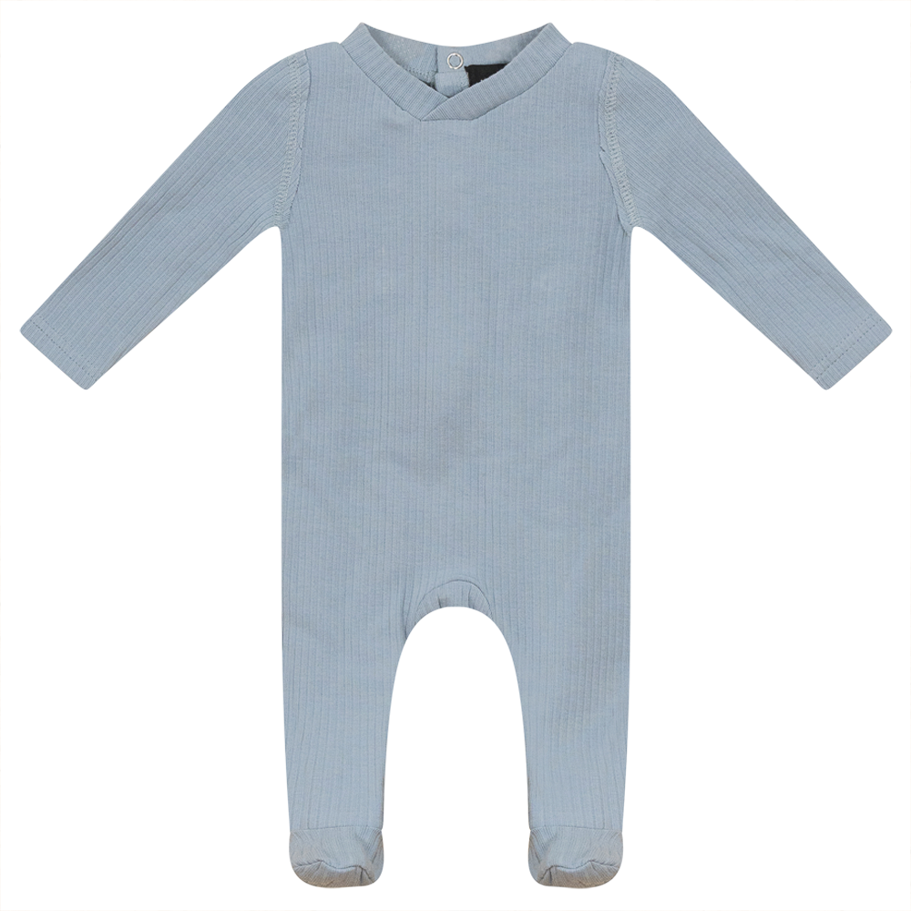 Ribbed Onesie in Light Blue by Peek a boo