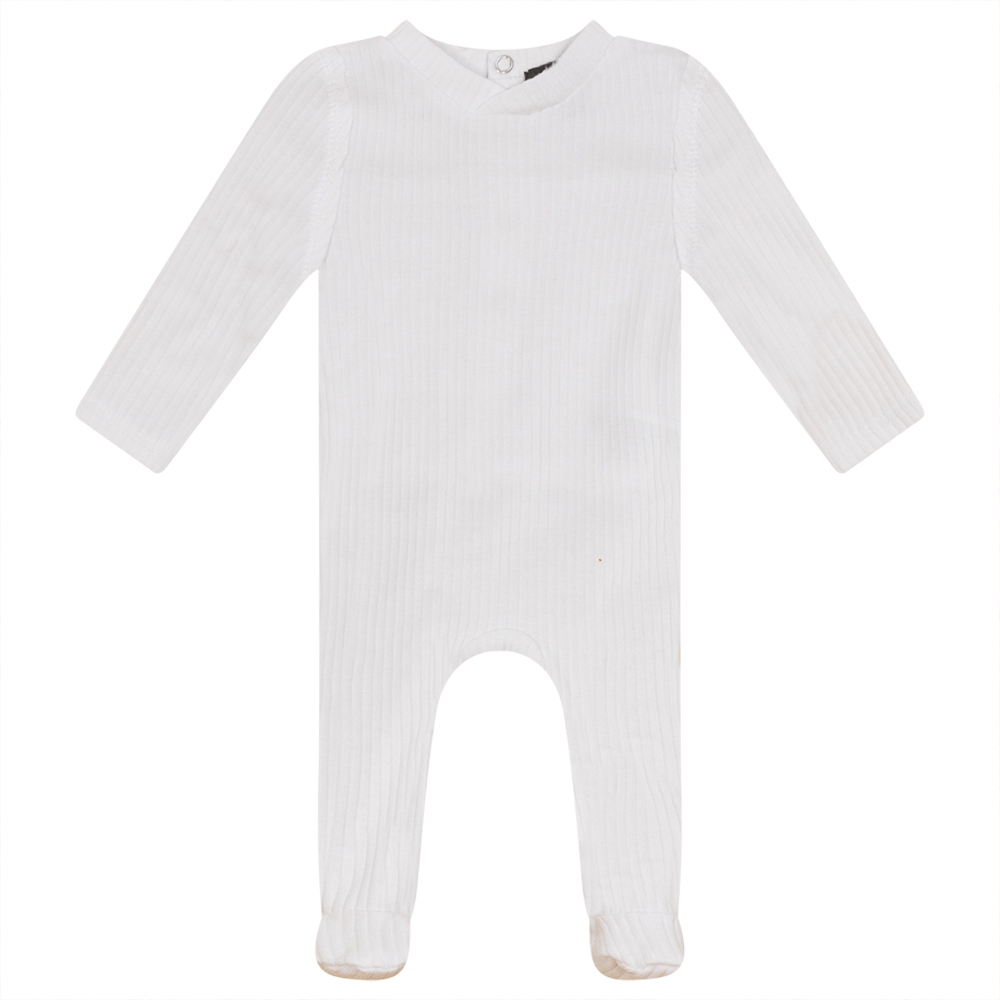 Ribbed Onesie in White by Peek a boo