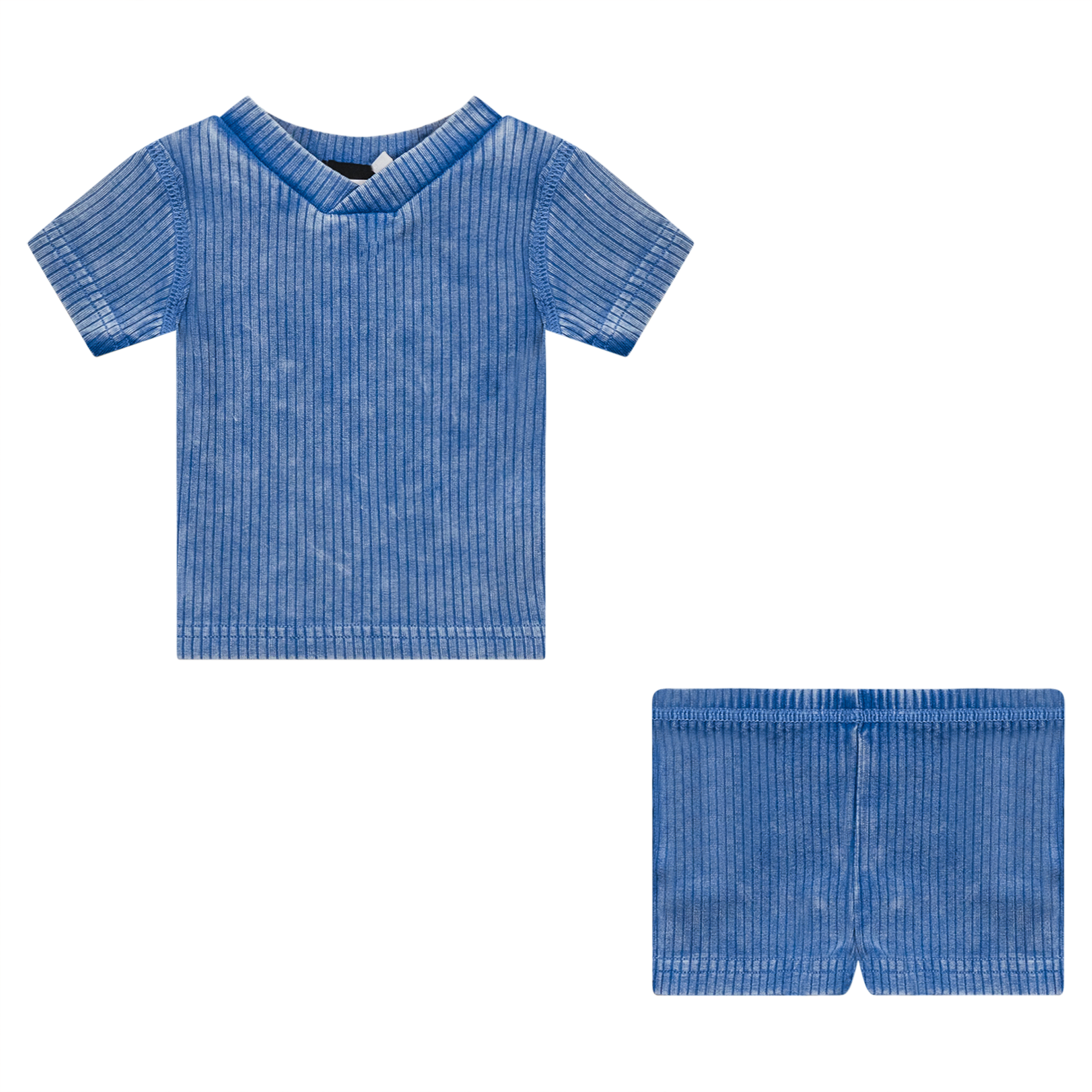 Distressed Ribbed 2Pc Set in Light Denim Wash by Peek a boo