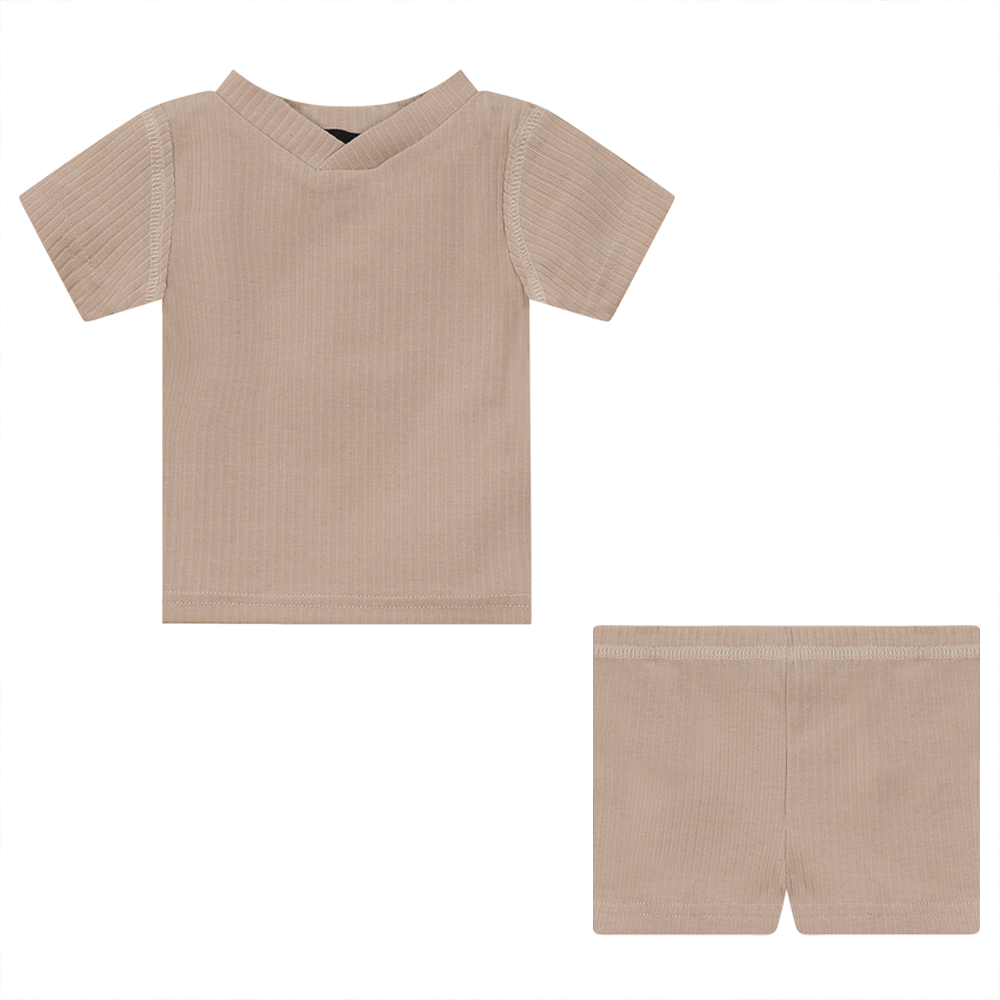 Ribbed 2Pc Set in Beige by Peek a boo
