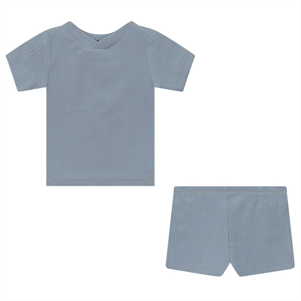 Ribbed 2Pc Set in Light Blue by Peek a boo