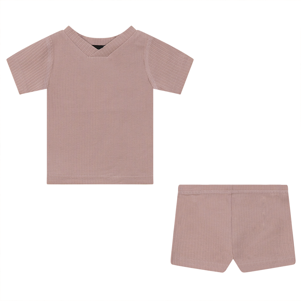 Ribbed 2Pc Set in Mauve by Peek a boo