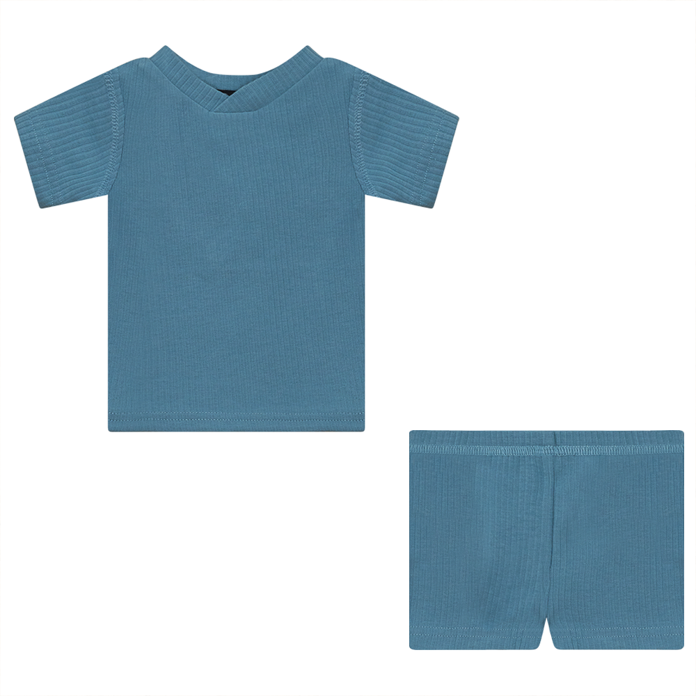 Ribbed 2Pc Set in Shadow Blue by Peek a boo