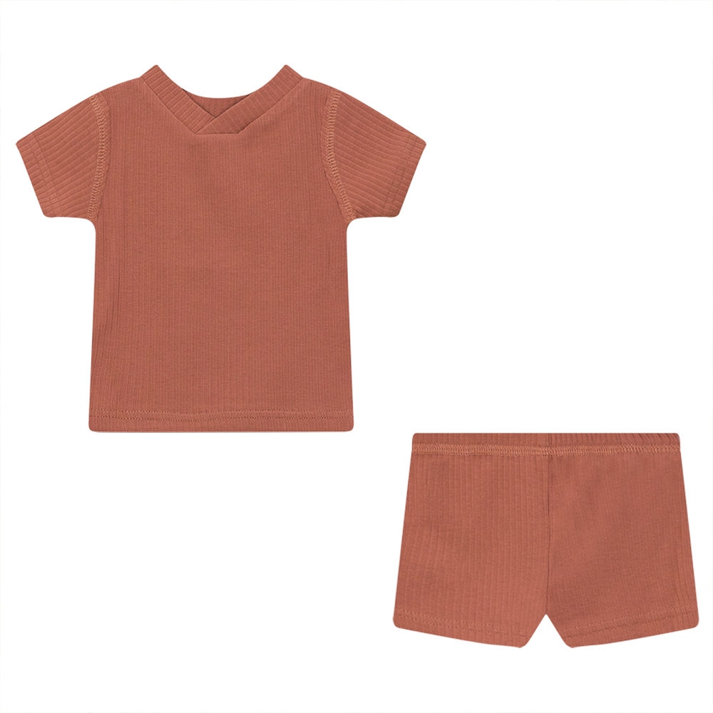Ribbed 2Pc Set in Strawberry by Peek a boo