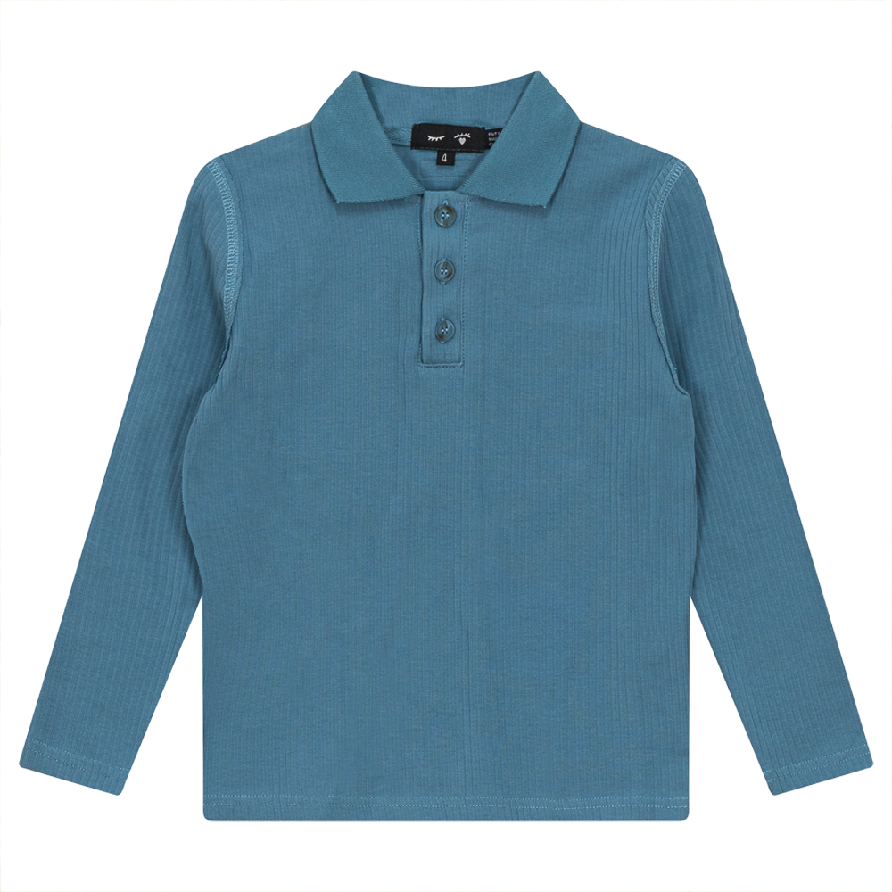 Ribbed Polo in Shadow Blue by Peek a boo