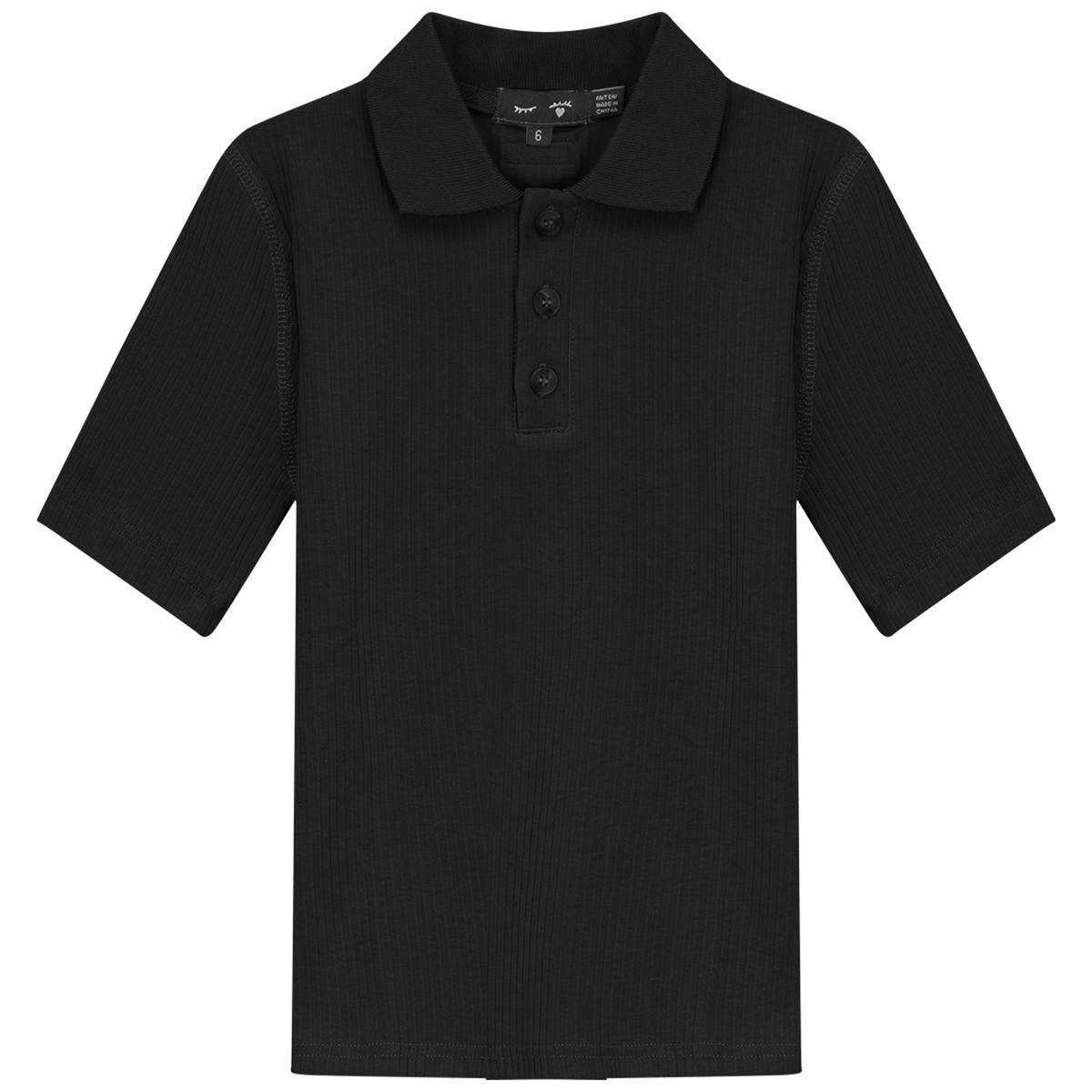 Ribbed Short Sleeve Polo in Black by Peek a boo