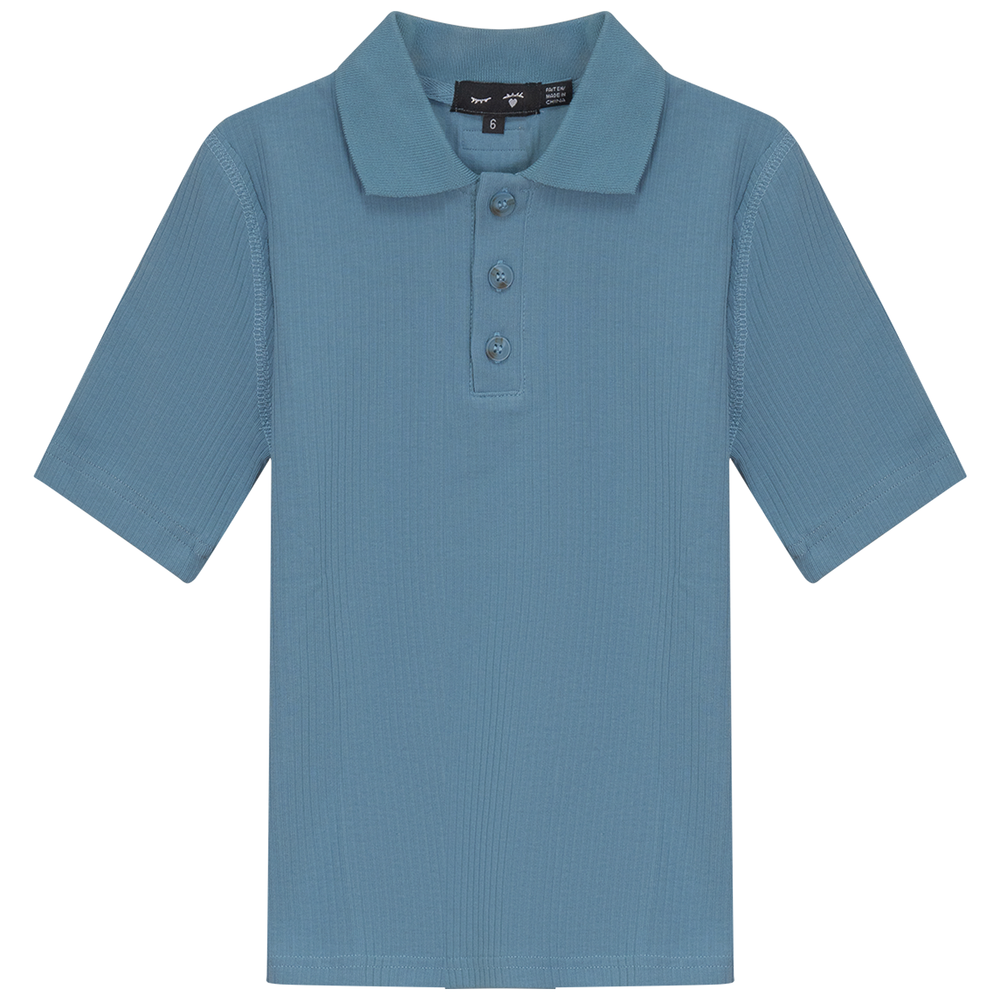 Ribbed Short Sleeve Polo Shadow Blue Boys Polo by {{ product_vemdor}}