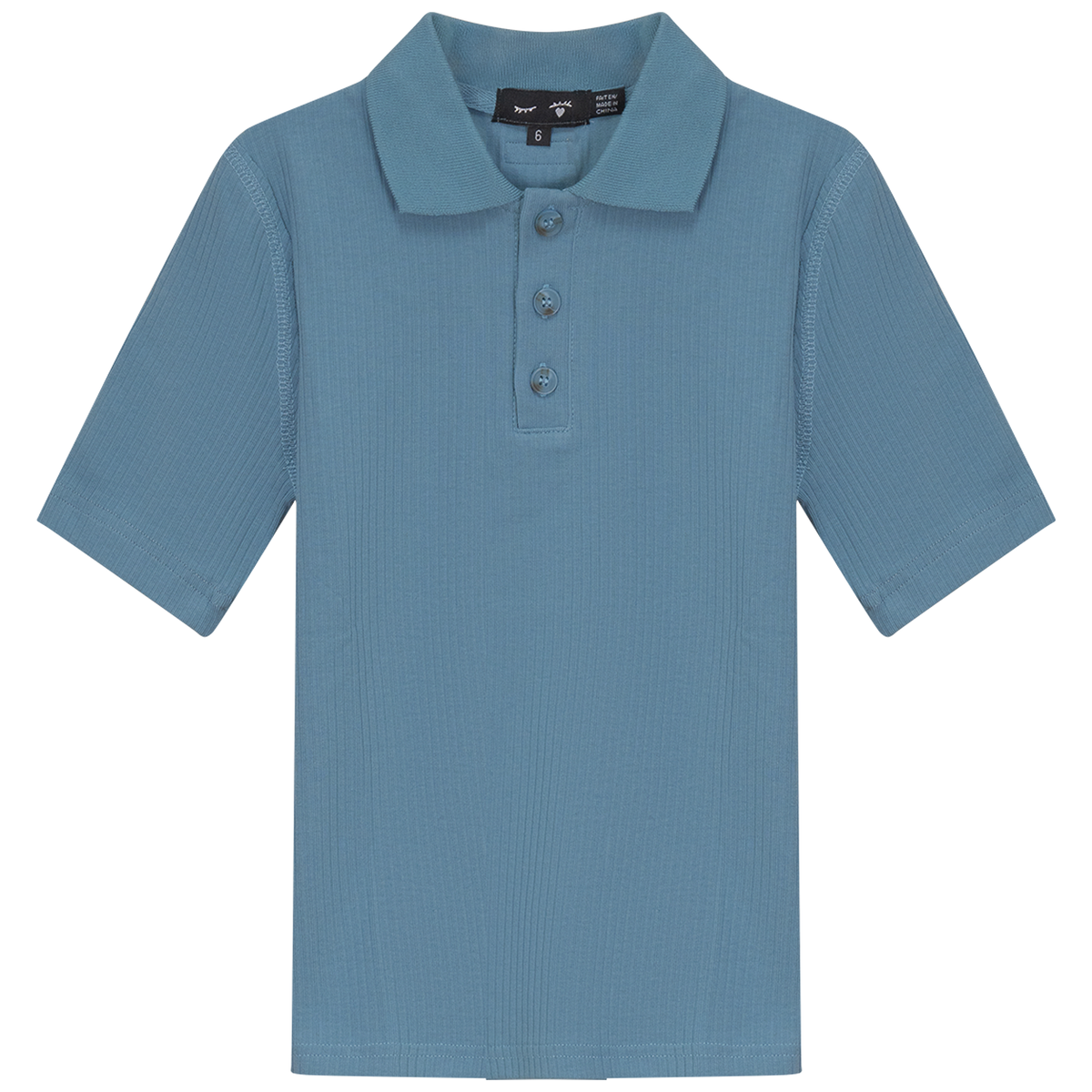 Ribbed Short Sleeve Polo in Shadow Blue by Peek a boo