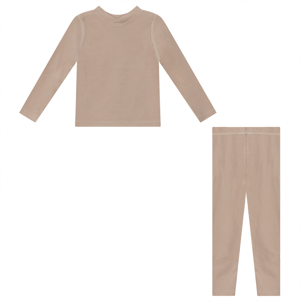 Ribbed 2Pc Set in Beige by Peek a boo