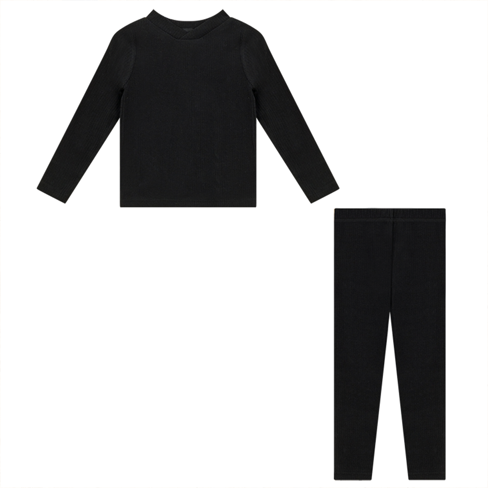 Ribbed 2Pc Set in Black by Peek a boo
