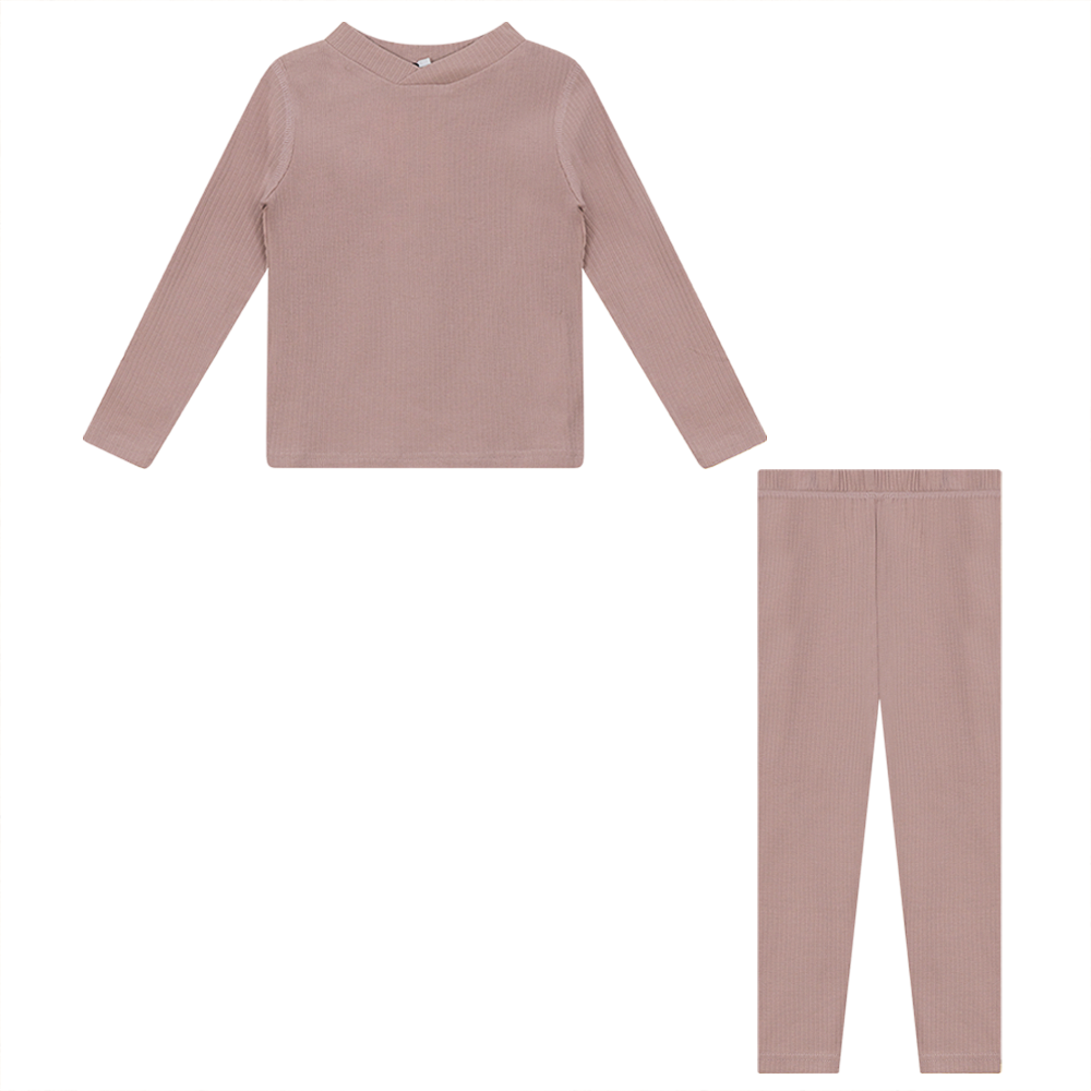 Ribbed 2Pc Set in Mauve by Peek a boo