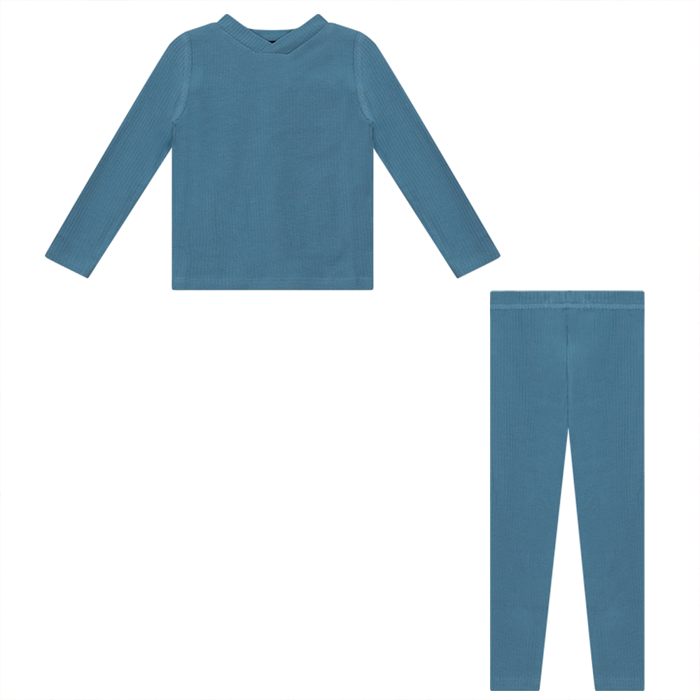 Ribbed 2Pc Set in Shadow Blue by Peek a boo