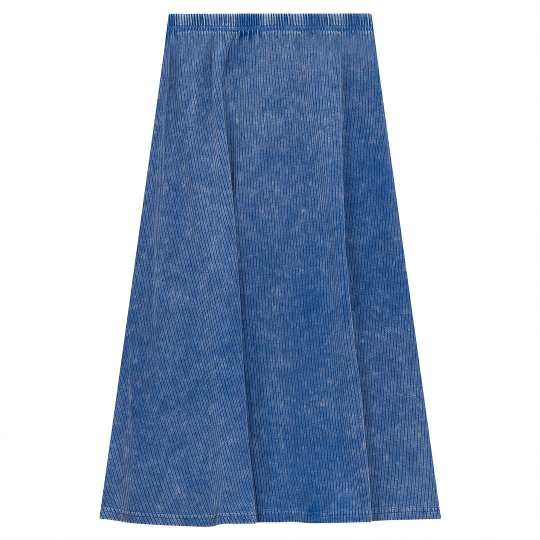 Distressed Ribbed A-Line Skirt Light Denim Wash Girls Skirt by {{ product_vemdor}}