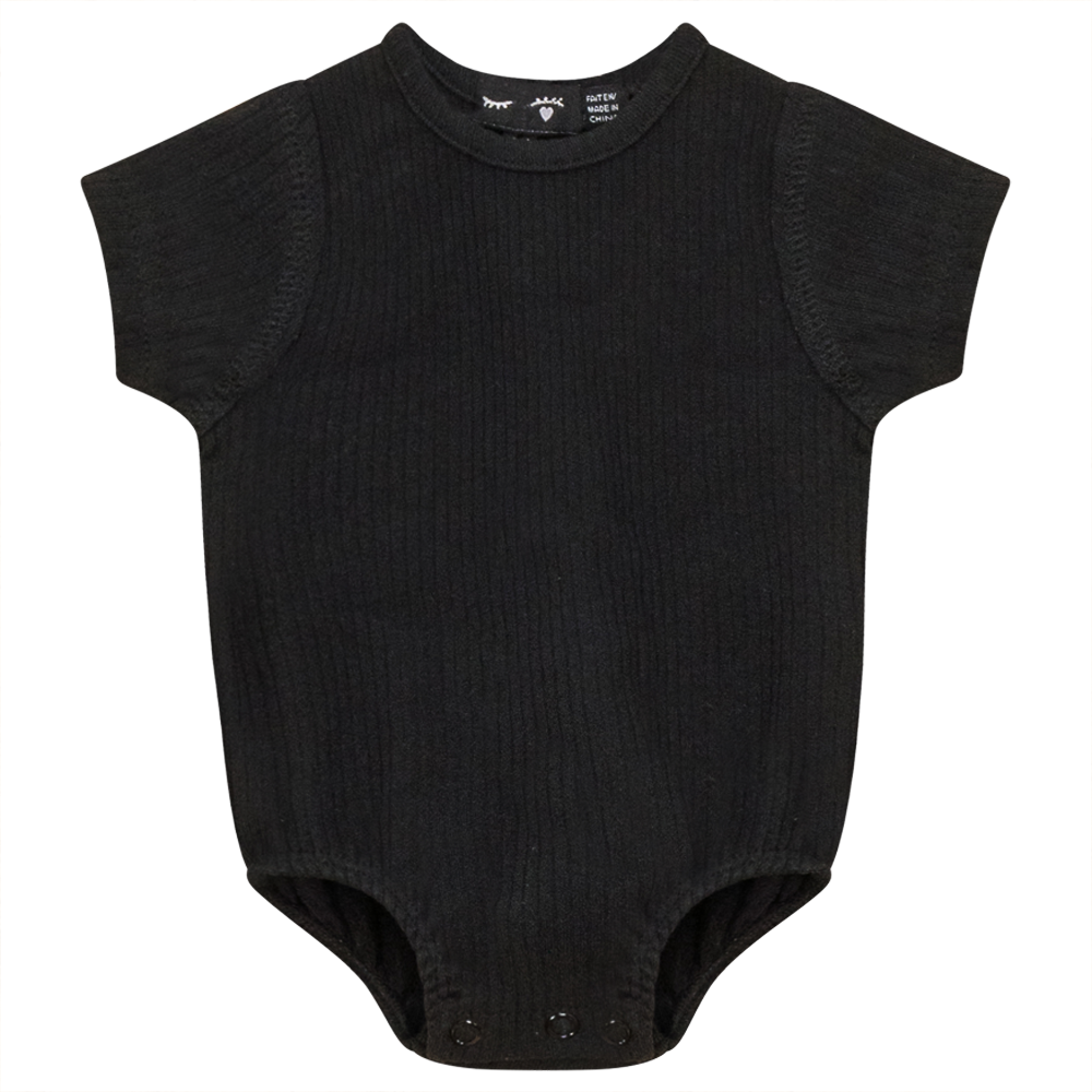 Ribbed Romper in Black by Peek a boo