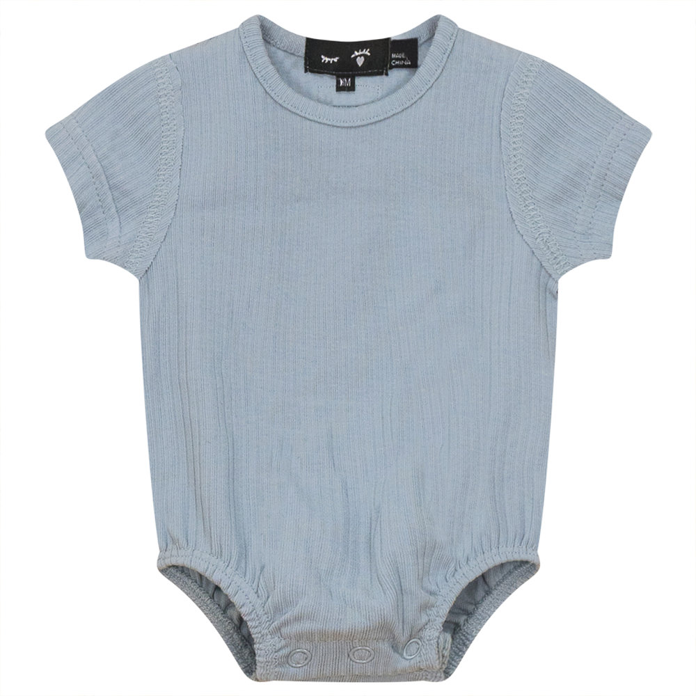 Ribbed Romper in Light Blue by Peek a boo