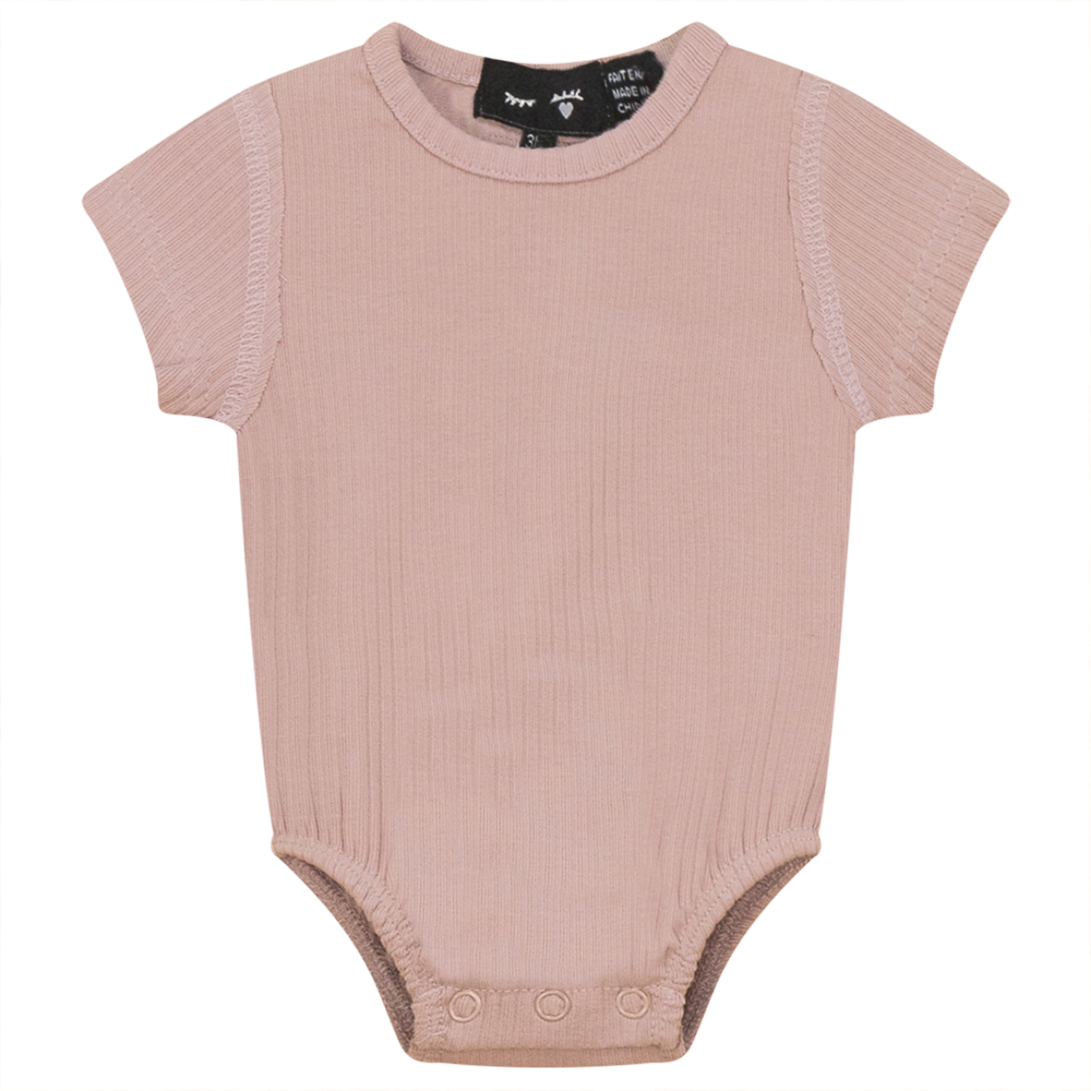 Ribbed Romper in Mauve by Peek a boo