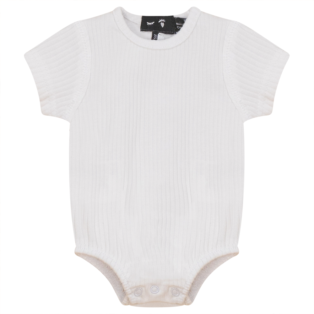 Ribbed Romper in White by Peek a boo