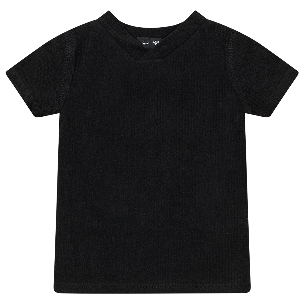 Ribbed Top in Black by Peek a boo