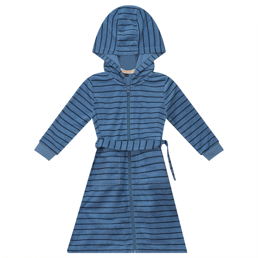 Stripped Terry Robe in Blue Willow Denim by Sunburnt