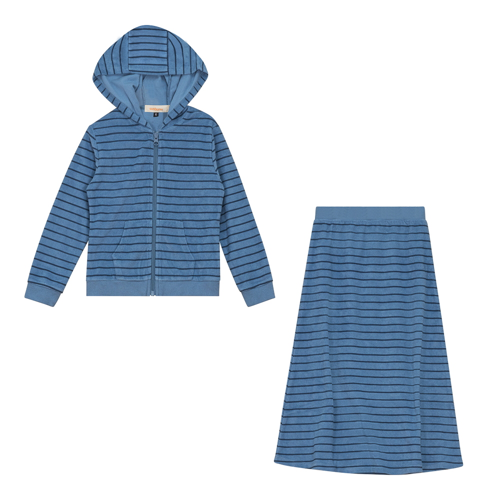 Stripped Terry 2Pc Set in Blue Willow Denim by Sunburnt