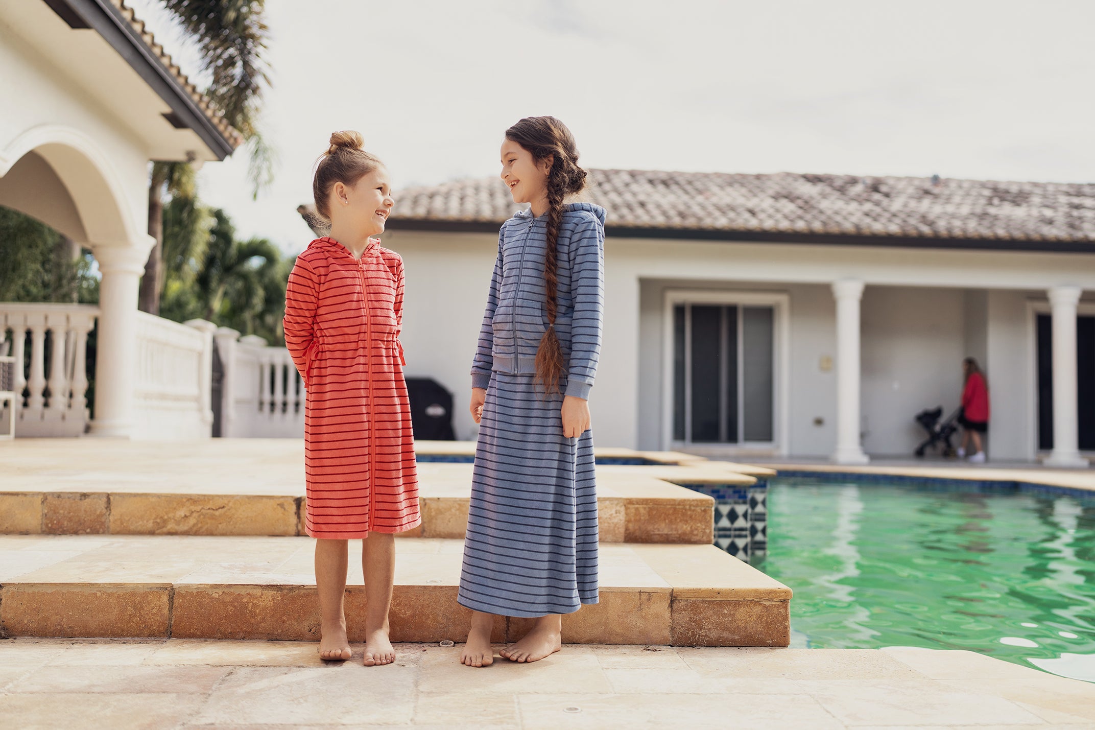 Stripped Terry Robe in by Sunburnt