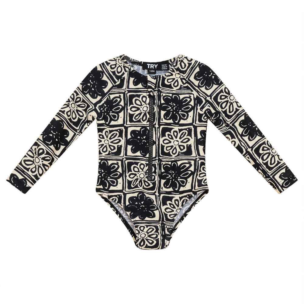 Printed Swimsuit in Black White by Try