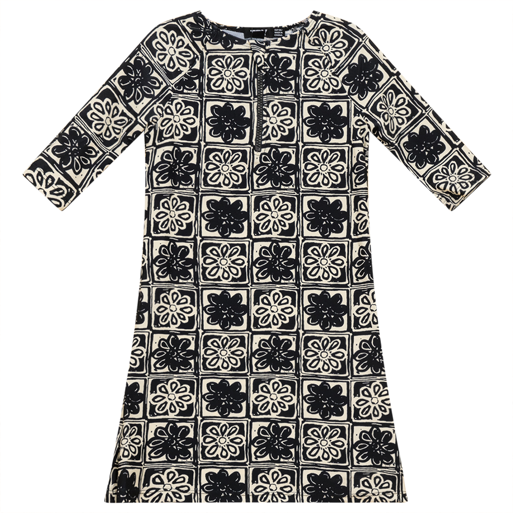 Printed Swim Dress in Black White by Try